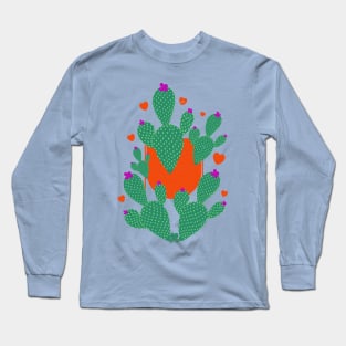 Cactus Succulent Plant with heart shapes Long Sleeve T-Shirt